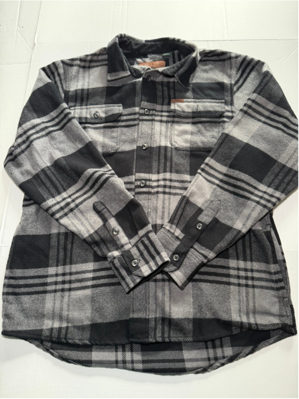 Orvis Men's black white Plaid Button-Front Long Sleeve Shacket Sz L
